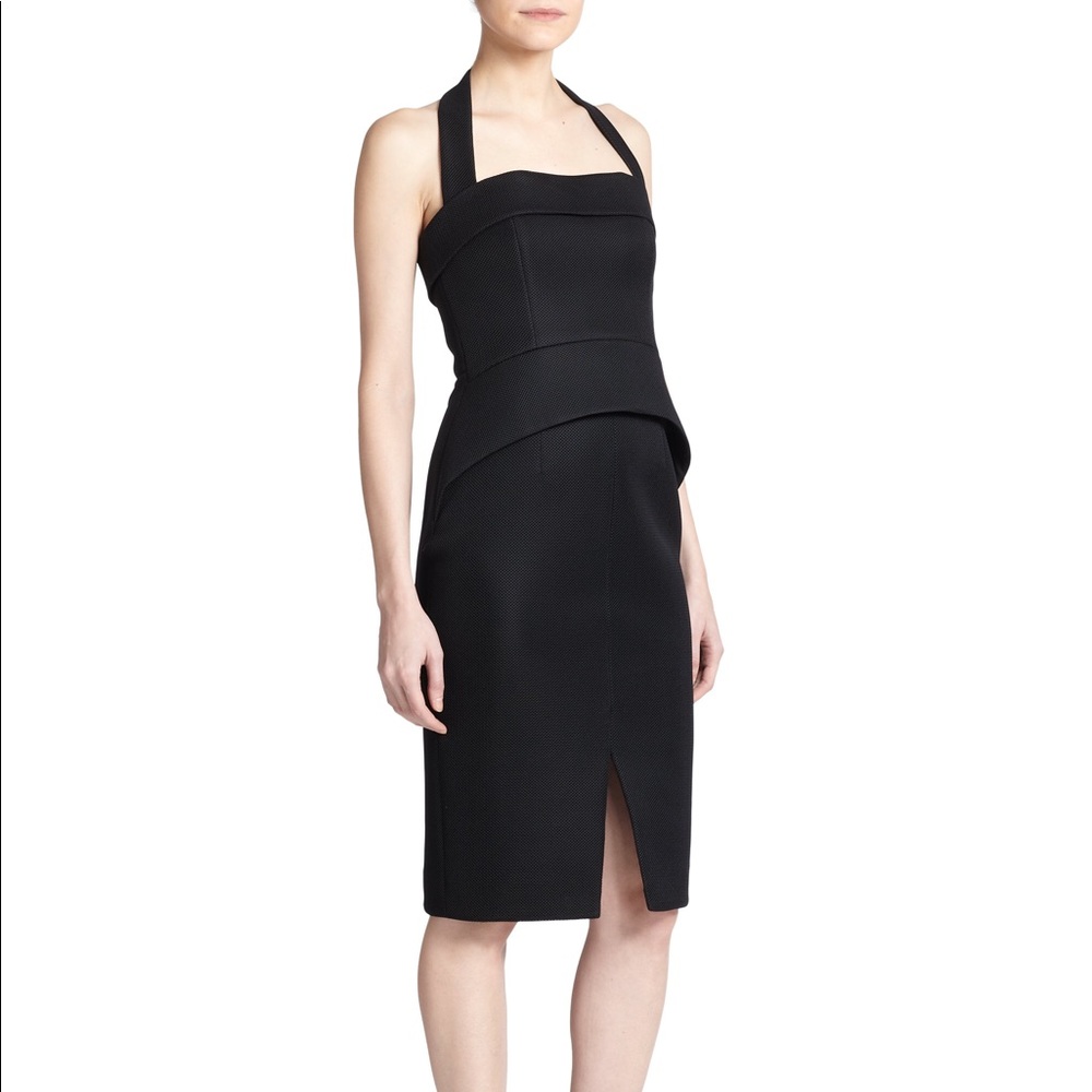 NICHOLAS black mesh halter midi cocktail dress SZ 2